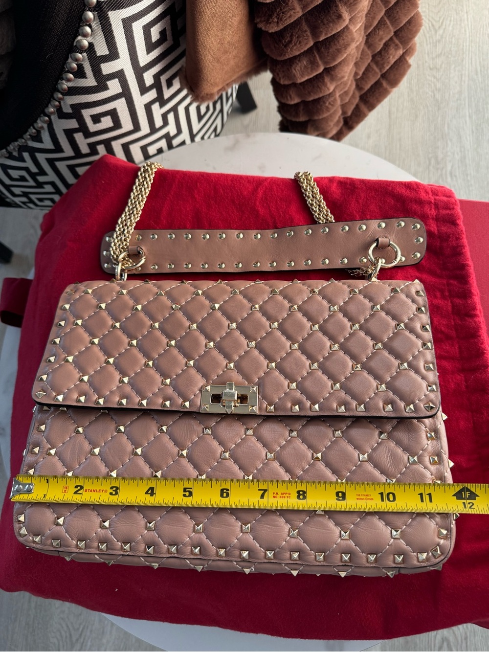 Valentino Nappa Quilted Rockstud Shoulder Bag with Gold Hardware - Picture 11 of 15